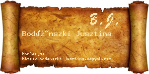 Bodánszki Jusztina névjegykártya